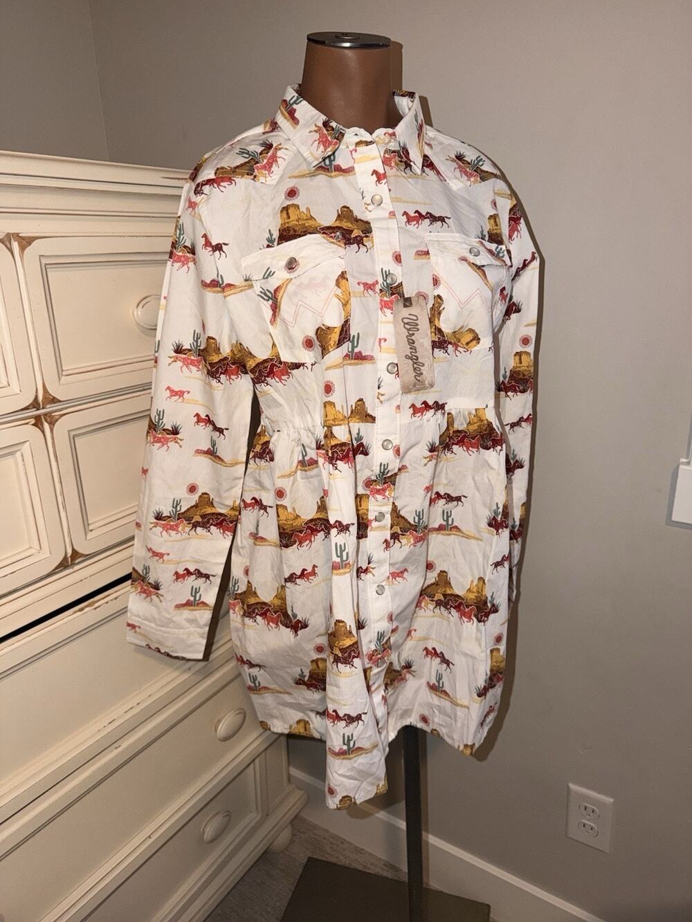 Girls Wrangler Dress Button Up Shirt Dress Graphic Size XXL 16/18